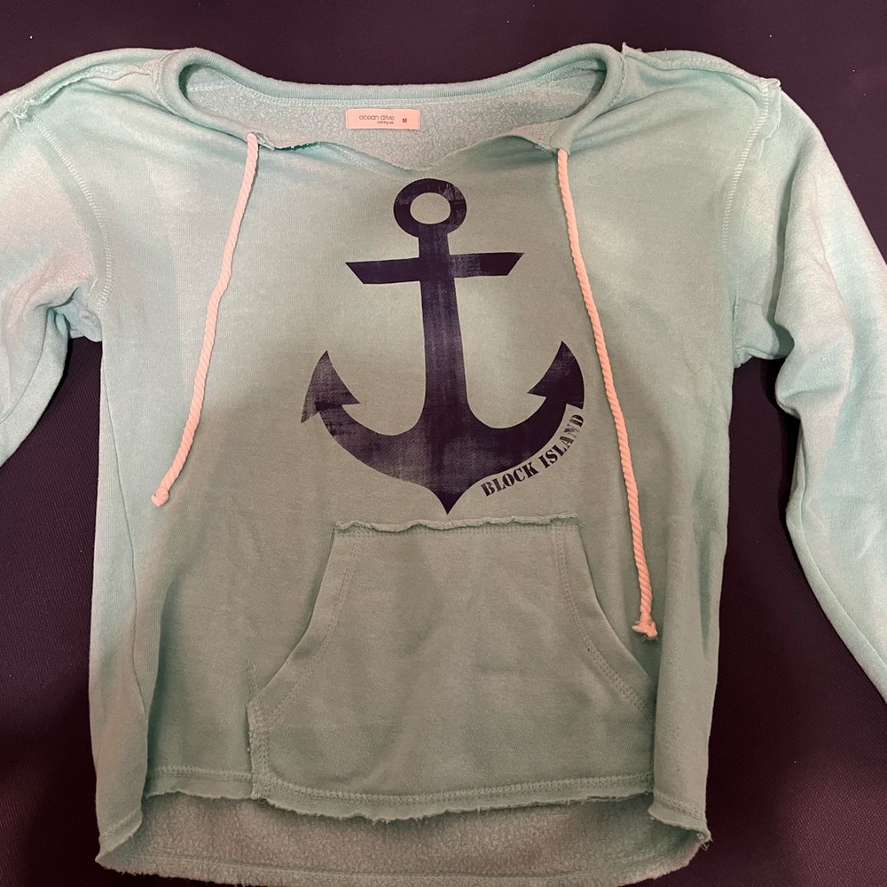 Ocean Drive Teal Sweatshirt Block Island Size Medium nautical